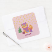 Retro Cute Cat Christmas Sticker スクエアシール (封筒)