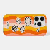 Retro Cute Cat with accents iPhoneケース (裏面横)