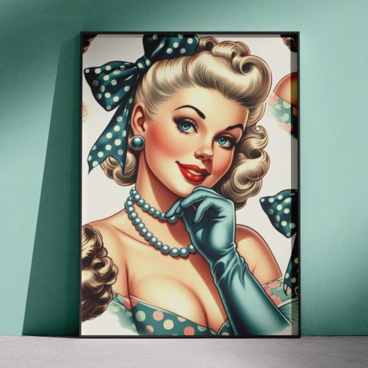 Retro Cute Classic Pinup ポスター