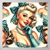 Retro Cute Classic Pinup ポスター (正面)