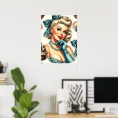 Retro Cute Classic Pinup ポスター (ホームオフィス)