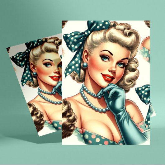 Retro Cute Classic Pinup ポストカード
