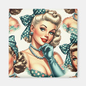 Retro Cute Classic Pinup マグネット (正面)