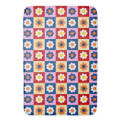 Retro Cute colorful Flowers Pattern  バスマット (正面縦)
