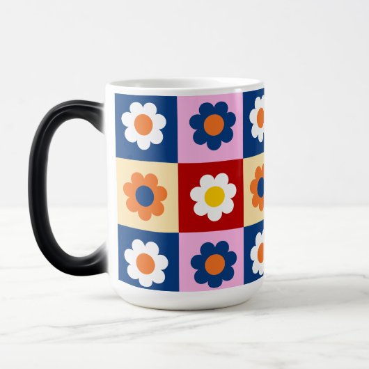 Retro Cute colorful Flowers Pattern  モーフィングマグカップ (左)
