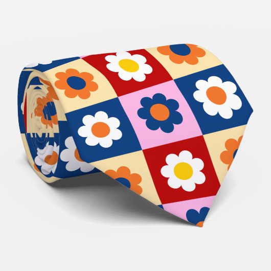 Retro Cute colorful Pastel Flowers Pattern ネクタイ (ロール)