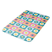 Retro Cute colorful Pastel Flowers Pattern  バスマット (アングル)