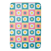 Retro Cute colorful Pastel Flowers Pattern  バスマット (正面縦)
