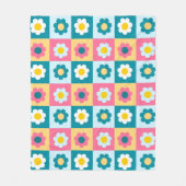Retro Cute colorful Pastel Flowers Pattern フリースブランケット (正面)