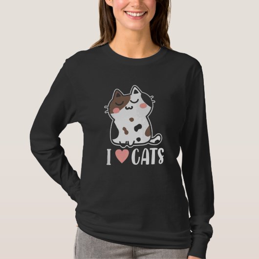 Retro Cute I Heart Love Cats Cat Lady Dad Kitten C Tシャツ (正面)