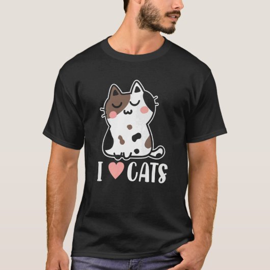 Retro Cute I Heart Love Cats Cat Lady Dad Kitten C Tシャツ (正面)