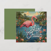 Retro cute pink flamingo tropical paradise   (正面/裏面)