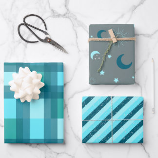 Retro Cyan Chic Wrapping Paper ラッピングペーパーシート