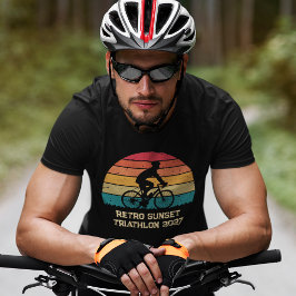 Retro Cycling Sunset Custom Triathlon Tシャツ