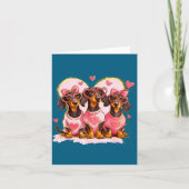 Retro Dachshund With Heart Sungles Valentine's Day カード (正面)