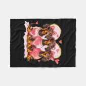 Retro Dachshund With Heart Sungles Valentine's Day フリースブランケット (正面(横))
