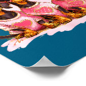 Retro Dachshund With Heart Sungles Valentine's Day ポスター (角)