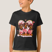 Retro Dachshund With Heart Sungles Valentine's Day Tシャツ (正面)
