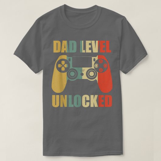 Retro Dad Level Unlocked New Daddy Gaming Lover Fa Tシャツ (デザイン正面)