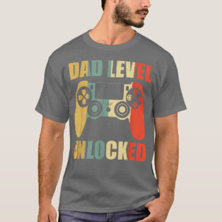 Retro Dad Level Unlocked New Daddy Gaming Lover Fa Tシャツ