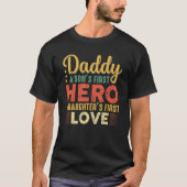 Retro Daddy Of Son And Daughter Proud Dad Trendy D Tシャツ (正面)