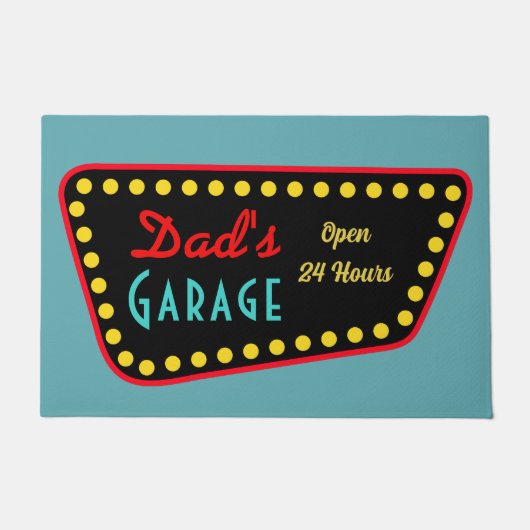 Retro Dad's Garage Sign Doormat  ドアマット (正面)