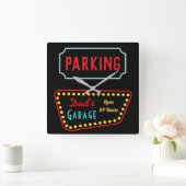 Retro Dad's Garage Sign Wall Clock スクエア壁時計 (ホーム)