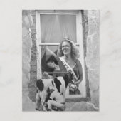 Retro Dairy Princess Collage Black and White ポストカード (正面)