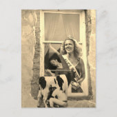 Retro Dairy Princess Collage Sepia ポストカード (正面)