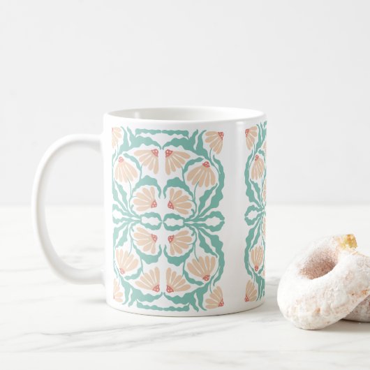Retro Daisies Birth Flower April コーヒーマグカップ (ドーナツ)