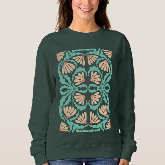 Retro Daisies Birth Flower April スウェットシャツ (正面)
