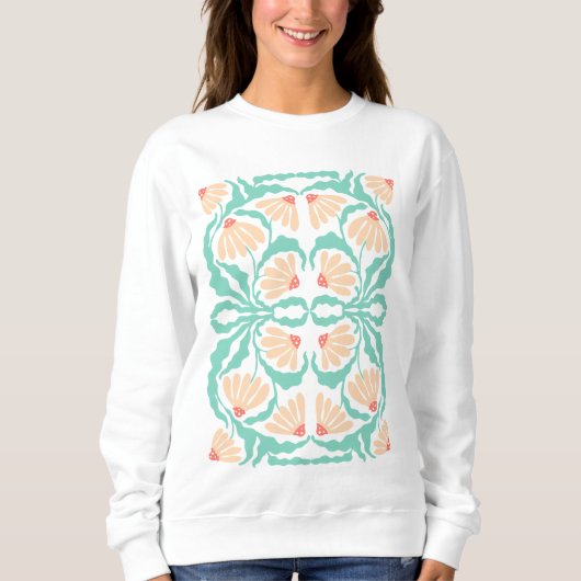 Retro Daisies Birth Flower April スウェットシャツ (正面)