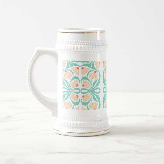 Retro Daisies Birth Flower April ビールジョッキ (左)