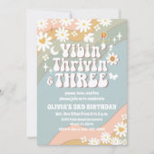 Retro Daisy 3rd Birthday Invitation 招待状 (正面)