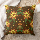 Retro Daisy Autumn Floral Heart Pattern クッション (ブランケット)