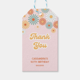 Retro Daisy Boho Groovy Floral Birthday ギフトタグ