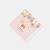 Retro Daisy Boho Groovy Floral Birthday スタンダードカクテルナプキン (角)