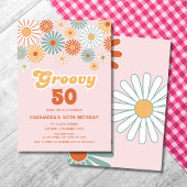 Retro Daisy Boho Groovy Floral Birthday 招待状