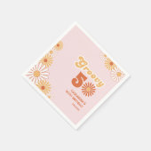 Retro Daisy Boho Orange Pink 50th Birthday スタンダードカクテルナプキン (角)