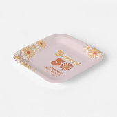 Retro Daisy Boho Orange Pink 50th Birthday ペーパープレート (傾斜あり)