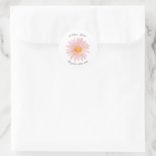 Retro daisy boho return address label ラウンドシール (バッグ)