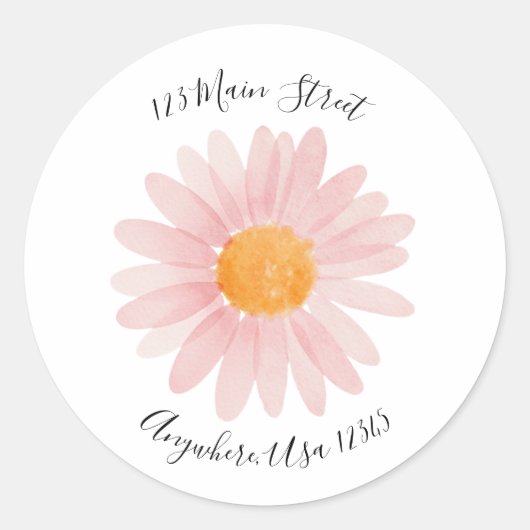 Retro daisy boho return address label ラウンドシール (正面)