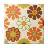 Retro Daisy Floral Pattern タイル (正面)