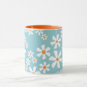 Retro Daisy Floral Pattern Coffee Mug Teal  マグカップ (中央)