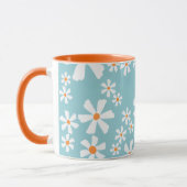 Retro Daisy Floral Pattern Coffee Mug Teal  マグカップ (左)