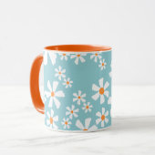 Retro Daisy Floral Pattern Coffee Mug Teal  マグカップ (正面左)