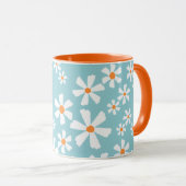 Retro Daisy Floral Pattern Coffee Mug Teal  マグカップ (正面右)