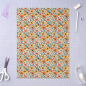 Retro Daisy Floral Tissue Paper 薄葉紙 (クラフト)