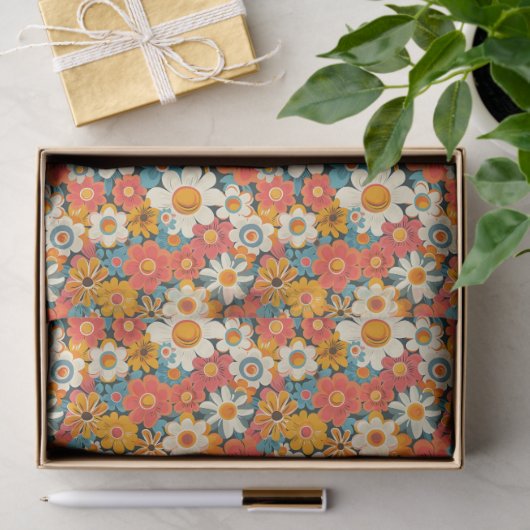 Retro Daisy Floral Tissue Paper 薄葉紙 (ギフト)