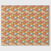 Retro Daisy Floral Wrapping Paper ラッピングペーパー (フラット)
